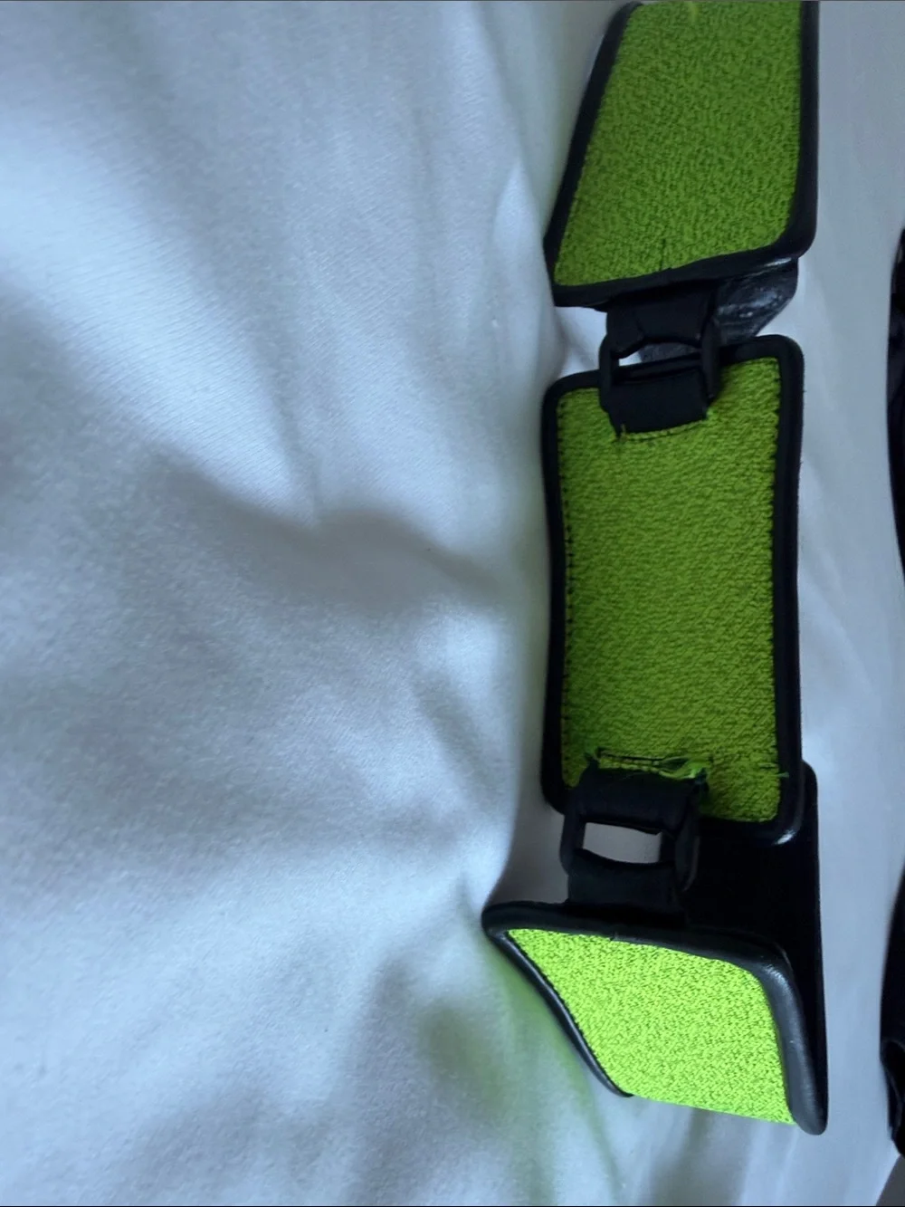Mayle Black Leather Belt with Lime Green Fabric Inlay